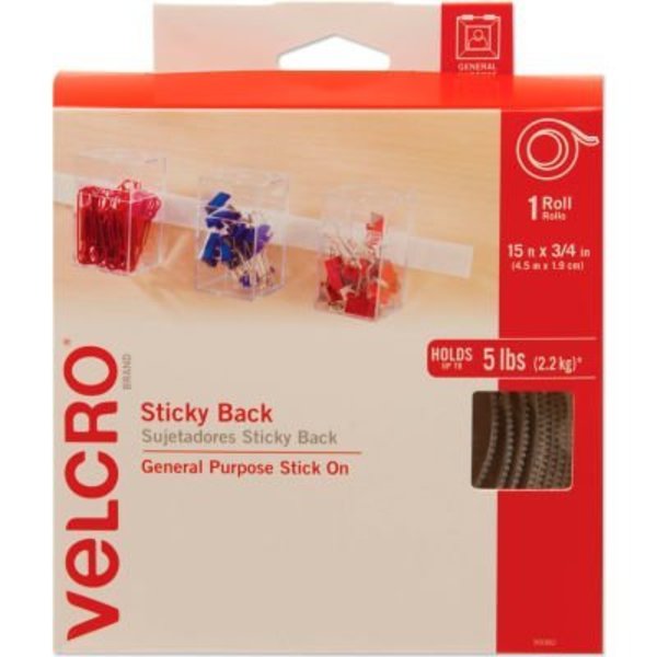 Velcro Brand Reclosable Fastener, 15 ft, 3/4" Wd, White 90082